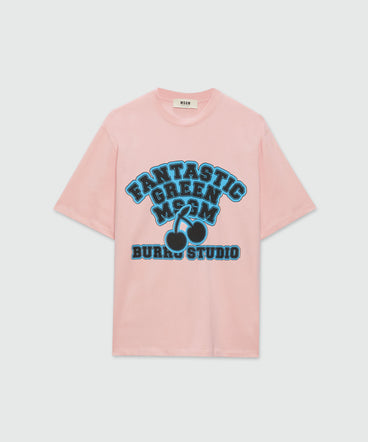 Organic cotton "Fantastic Green Burro Studio" pink T-shirt