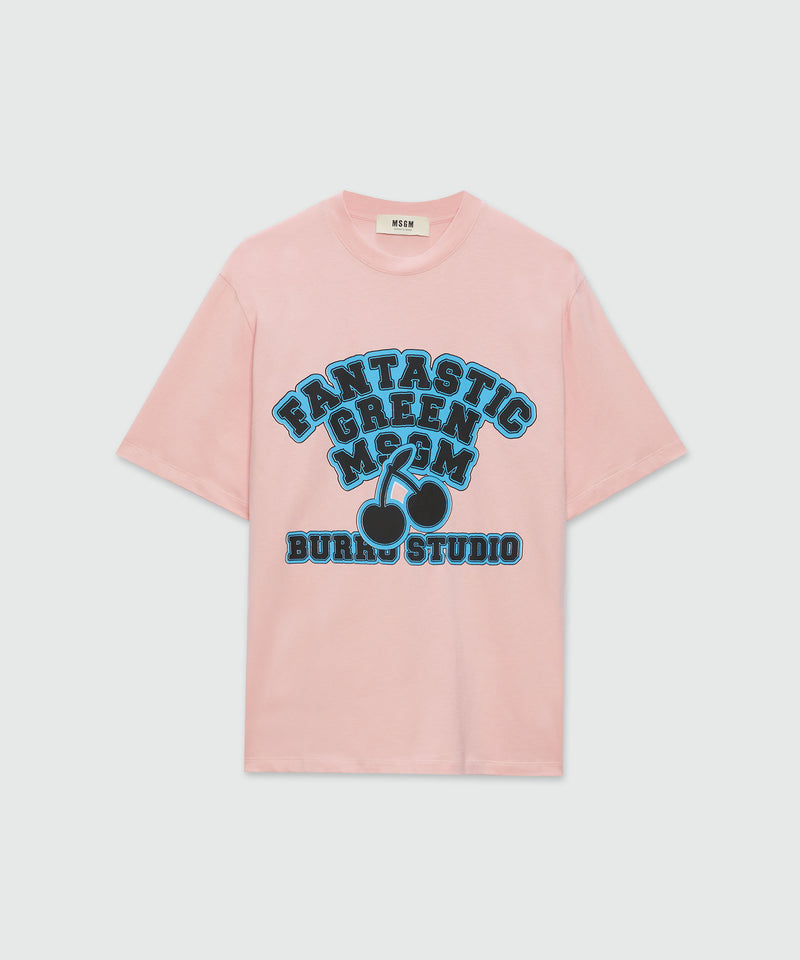 Organic cotton "Fantastic Green Burro Studio" pink T-shirt LIGHT PINK Unisex 