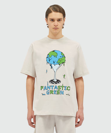 Organic cotton "Fantastic Green Burro Studio" beige T-shirt