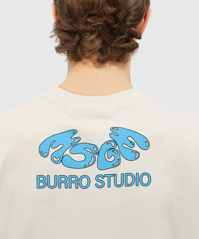 T-Shirt "Fantastic Green Burro Studio" in cotone organico beige GHIACCIO Unisex 