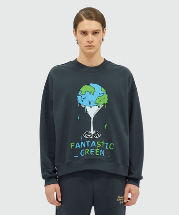 Organic cotton "Fantastic Green Burro Studio" navy blue sweatshirt