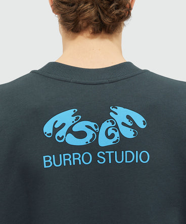 Organic cotton "Fantastic Green Burro Studio" navy blue sweatshirt