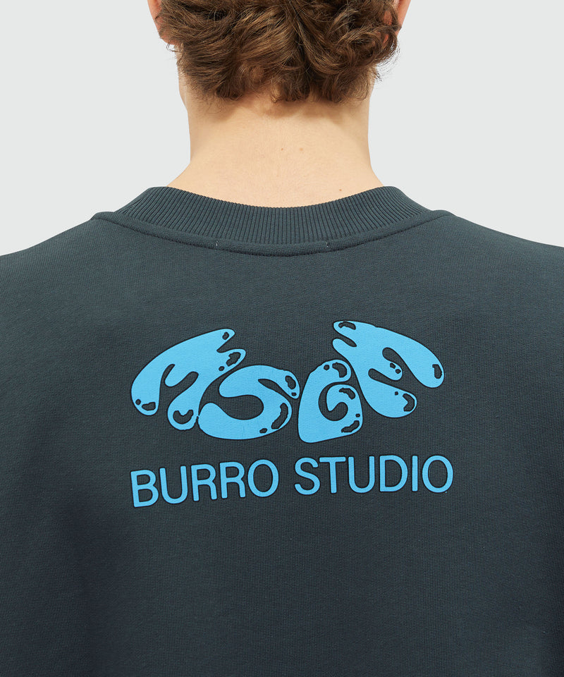 Organic cotton "Fantastic Green Burro Studio" navy blue sweatshirt DARK GREY Unisex 