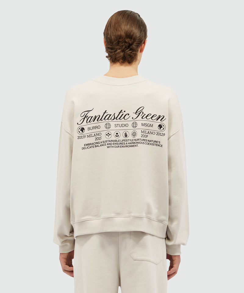 Organic cotton "Fantastic Green Burro Studio" beige sweatshirt ICE Unisex 