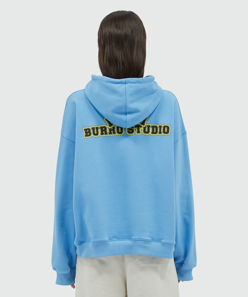 Organic cotton "Fantastic Green Burro Studio" light blue hooded-sweatshirt LIGHT BLUE Unisex 