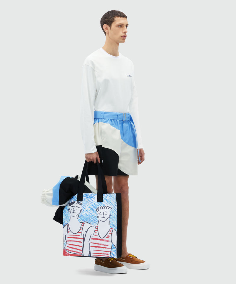 "Tidal wave" patterned gabardine Bermuda shorts BLUE Men 