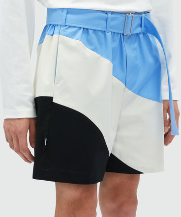 "Tidal wave" patterned gabardine Bermuda shorts