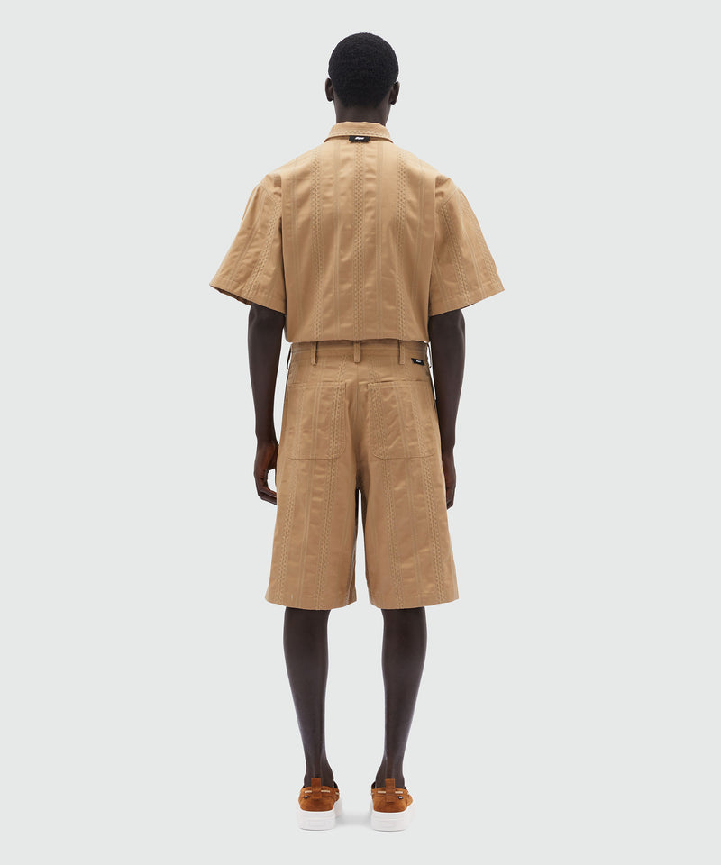 Gabardine Bermuda shorts with embroidery SAND Men 