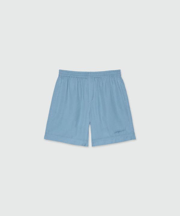 Bermuda shorts in powder blue fluid viscose