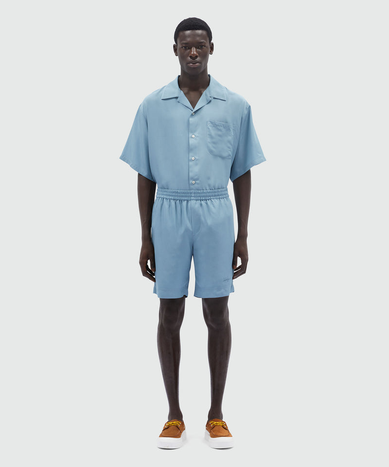 Bermuda shorts in powder blue fluid viscose LIGHT BLUE Men 