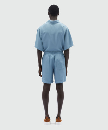 Bermuda shorts in powder blue fluid viscose