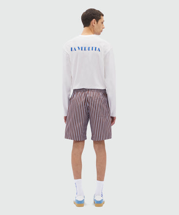 Bermuda shorts in pinstripe poplin