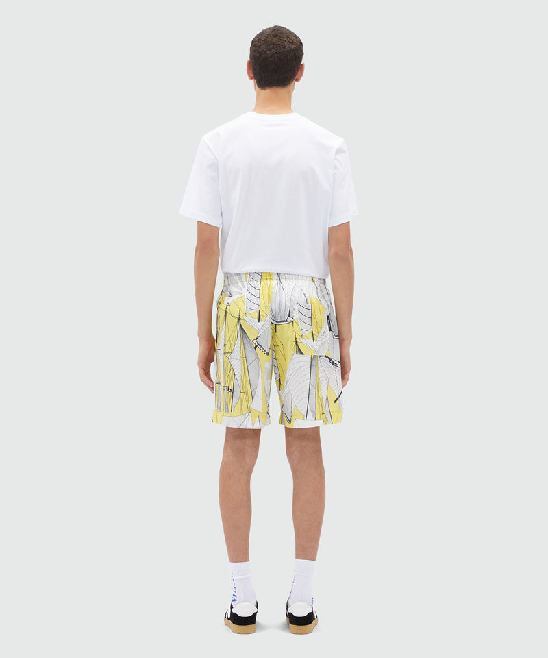 Bermuda shorts in yellow poplin with "Sale race" print YELLOW Men 