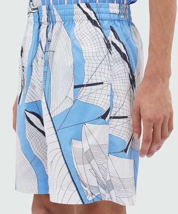 Bermuda shorts in light blue poplin with "Sale race" print