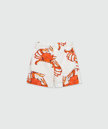 Bermuda shorts in white poplin with "King crab" print