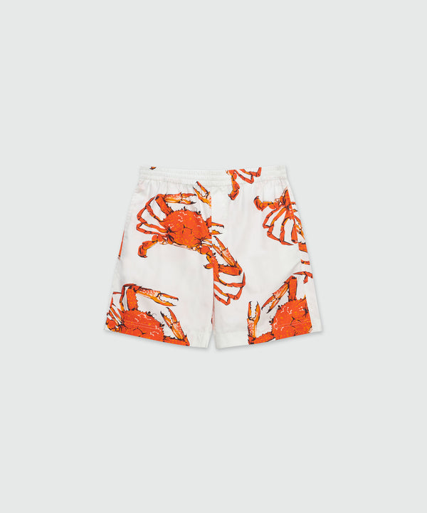 Bermuda shorts in white poplin with "King crab" print