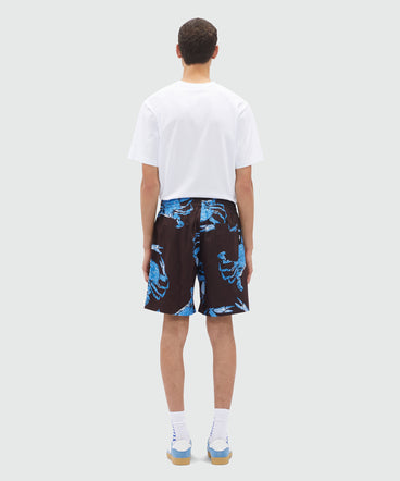 Bermuda shorts in black poplin with "King crab" print