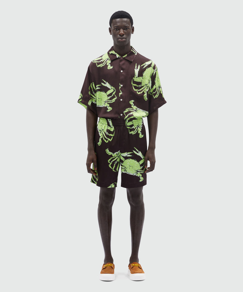 Bermuda shorts in black poplin with "King crab" print 30 Men 