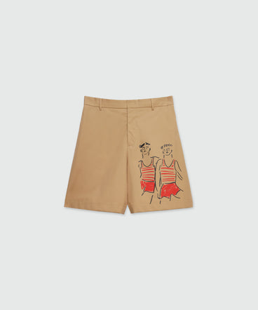 Gabardine Bermuda shorts with Luke Edward Hall x MSGM graphics