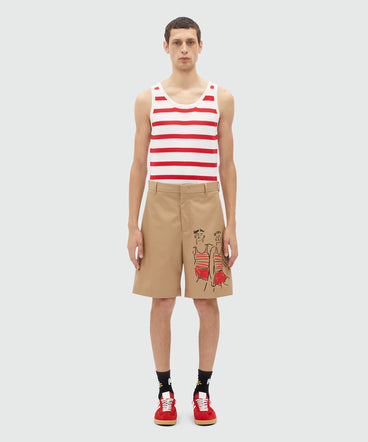 Gabardine Bermuda shorts with Luke Edward Hall x MSGM graphics