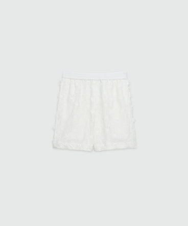 Bermuda shorts in white poplin with embroidery