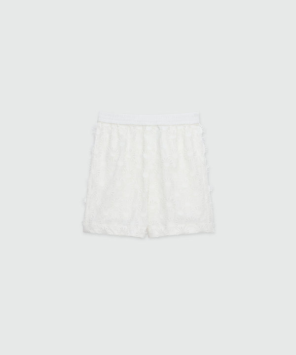 Bermuda shorts in white poplin with embroidery