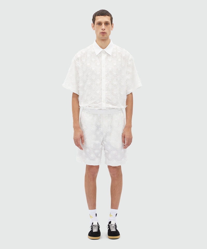 Bermuda shorts in white poplin with embroidery WHITE Men 