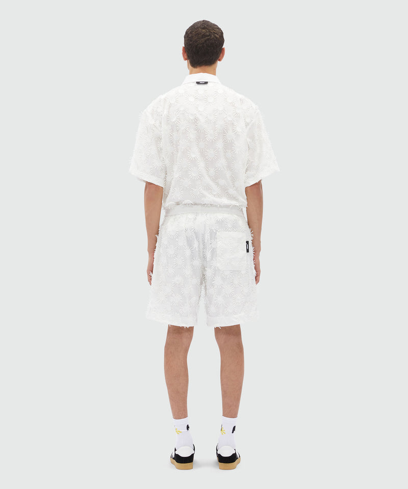 Bermuda shorts in white poplin with embroidery WHITE Men 