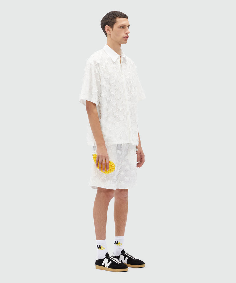 Bermuda shorts in white poplin with embroidery WHITE Men 