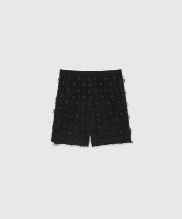 Bermuda shorts in black poplin with embroidery