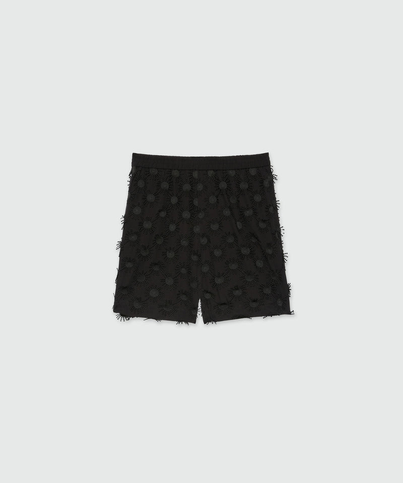 Bermuda shorts in black poplin with embroidery Black Men 