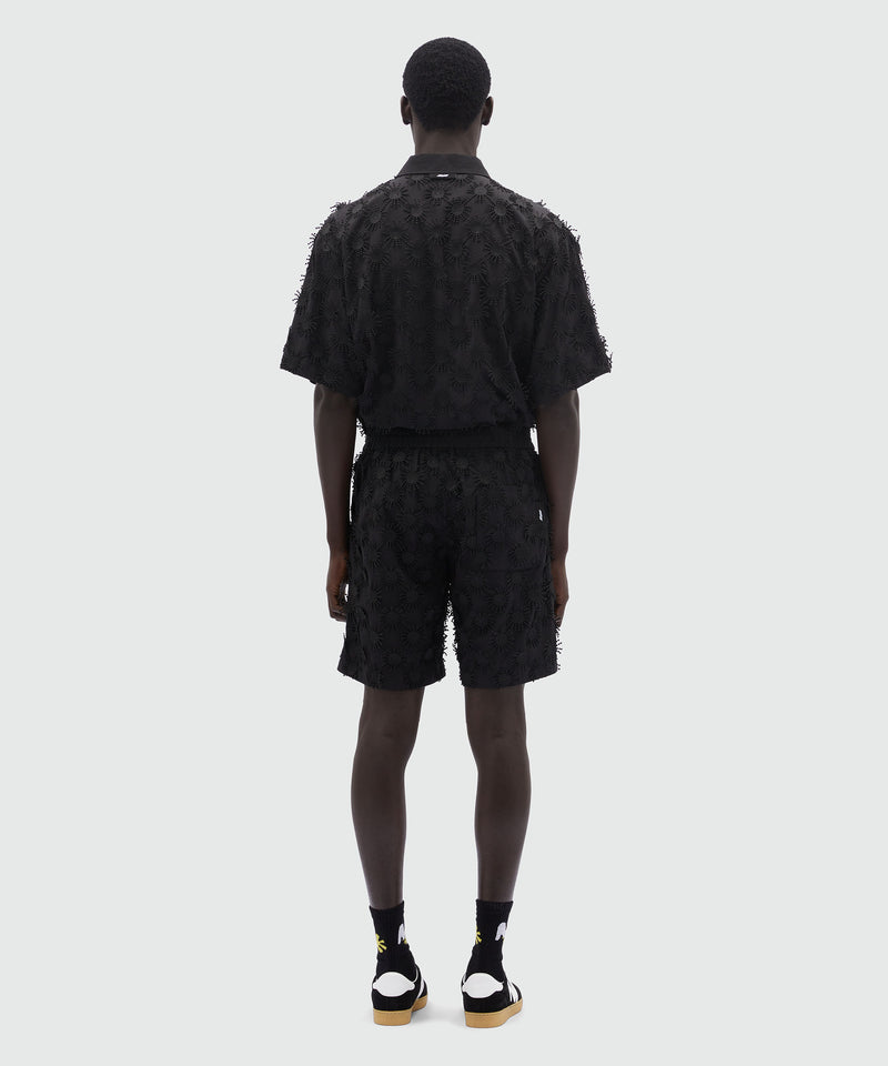 Bermuda shorts in black poplin with embroidery Black Men 