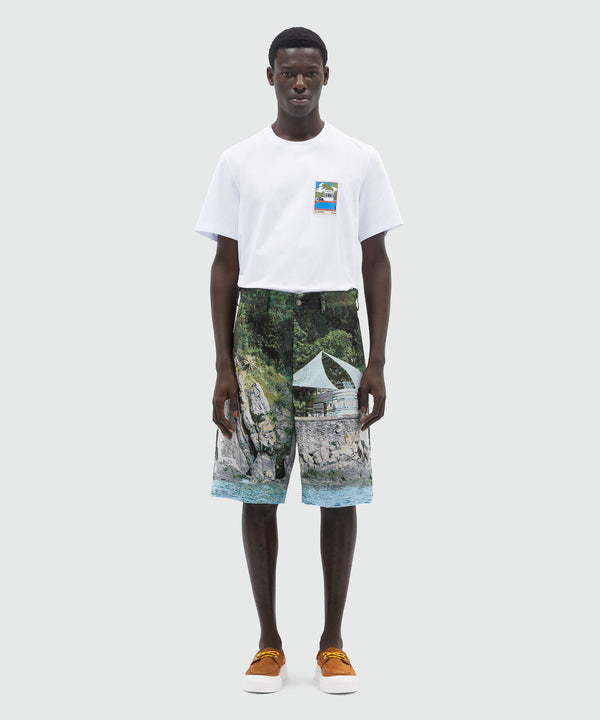 Bermuda shorts in cotton blend with "La Vedetta" graphics