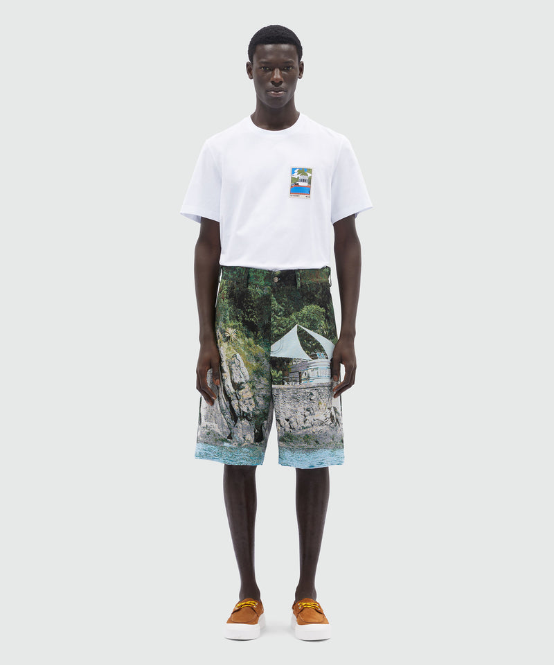 Bermuda shorts in cotton blend with "La Vedetta" graphics 38 Men 