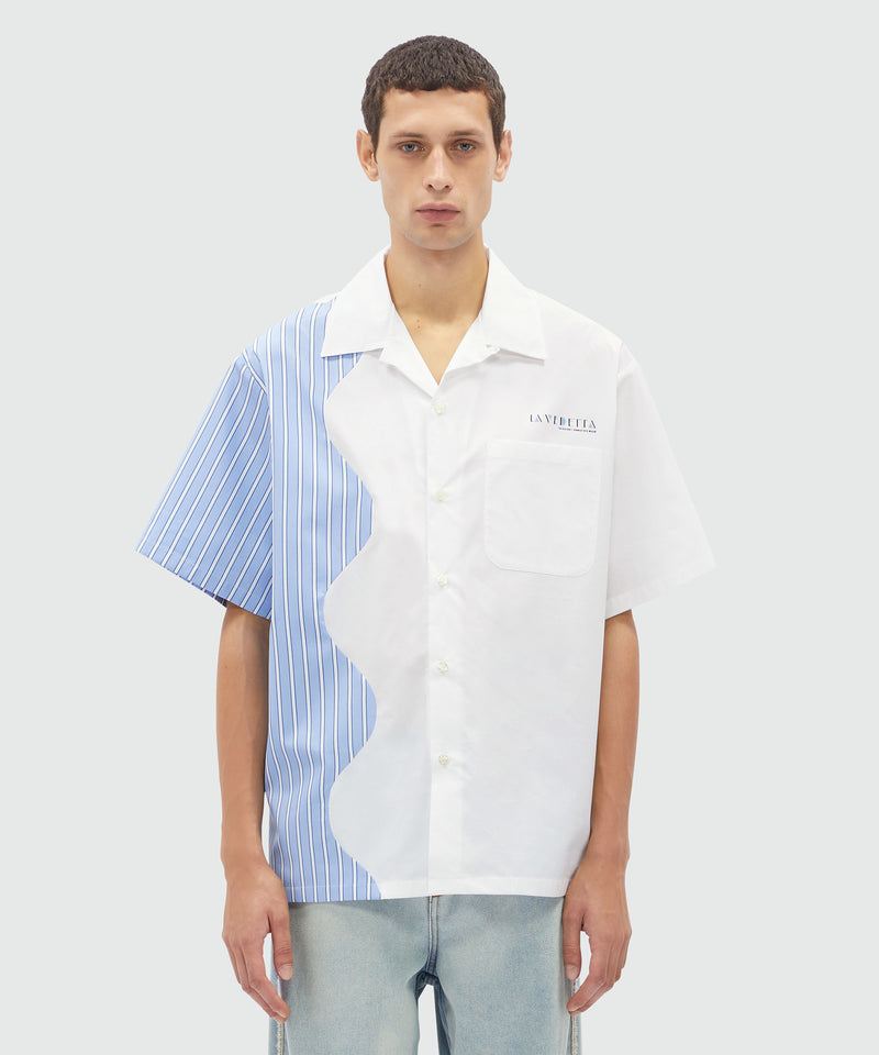 Poplin shirt with patchwork detail WHITE Men 