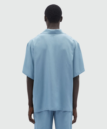 Shirt in powder blue fluid fabric