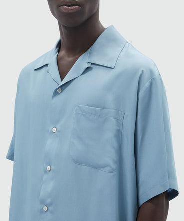 Shirt in powder blue fluid fabric