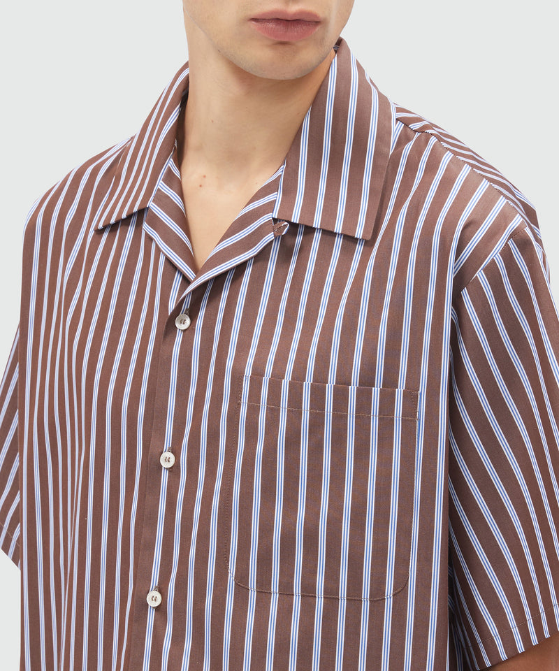 Camicia in popeline fantasia a righe 30 Uomo 