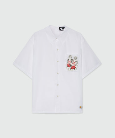 White poplin shirt with Luke Edward Hall x MSGM embroidery