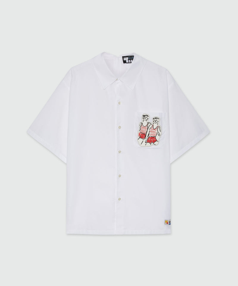 White poplin shirt with Luke Edward Hall x MSGM embroidery WHITE Men 