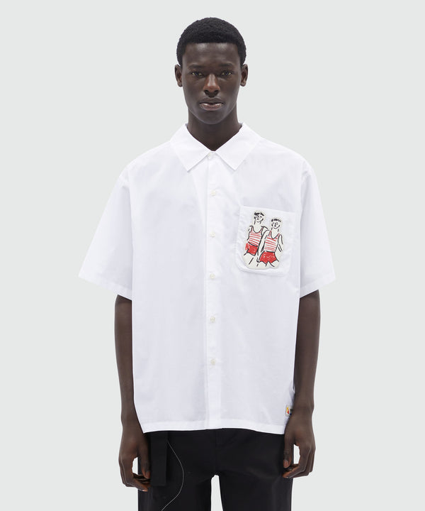 White poplin shirt with Luke Edward Hall x MSGM embroidery