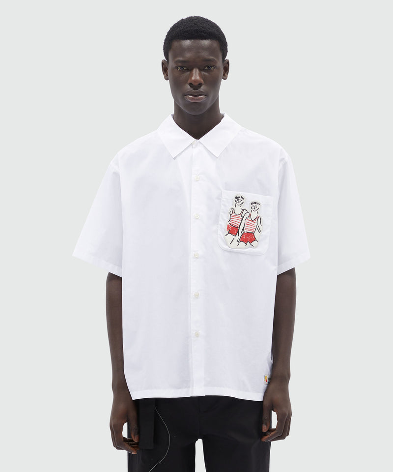 White poplin shirt with Luke Edward Hall x MSGM embroidery WHITE Men 