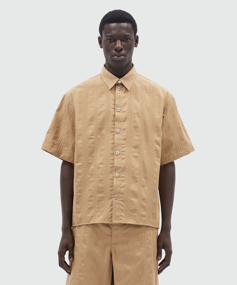 Gabardine shirt with stripes and embroidery SAND Men 