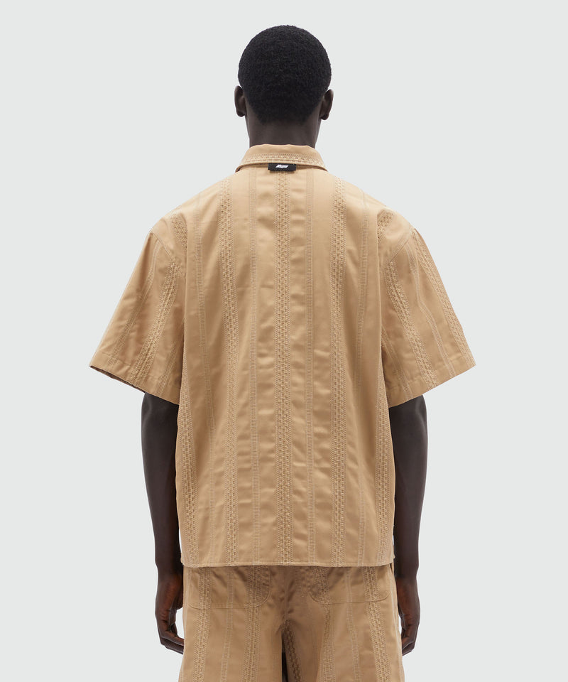 Gabardine shirt with stripes and embroidery SAND Men 