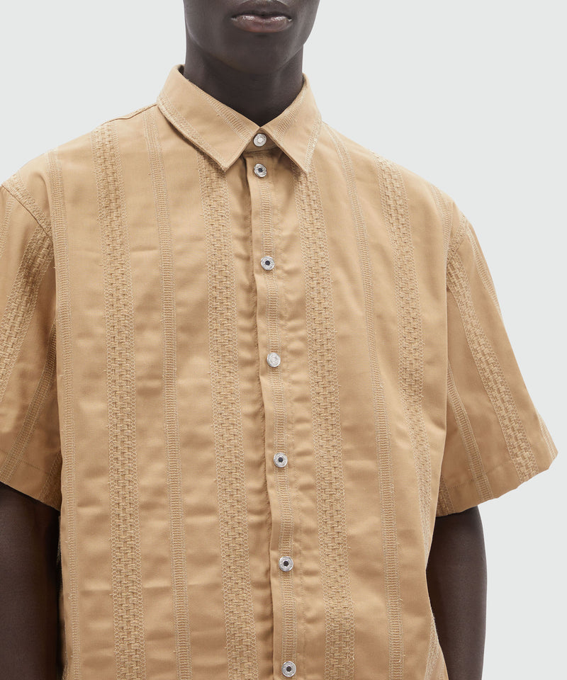 Gabardine shirt with stripes and embroidery SAND Men 