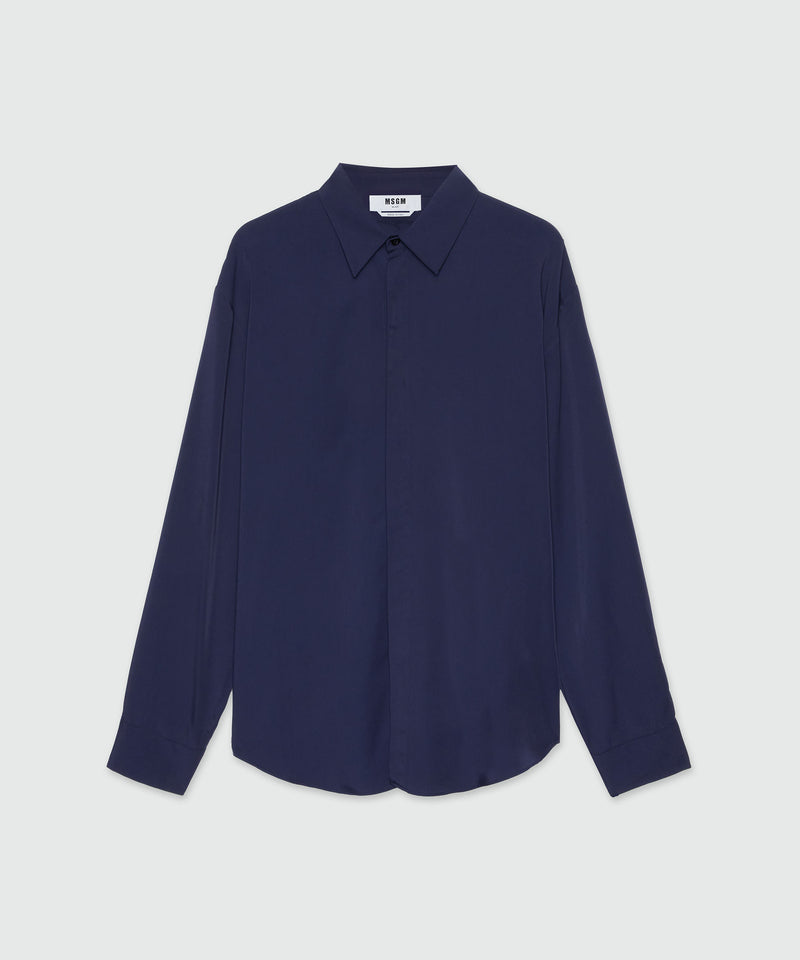 Navy blue fluid viscose shirt 88 Men 