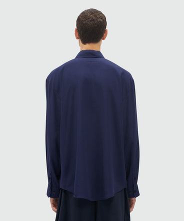 Navy blue fluid viscose shirt