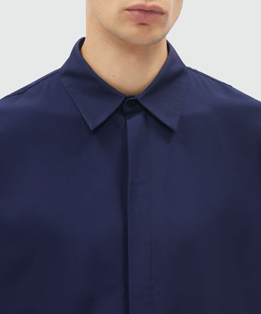 Navy blue fluid viscose shirt