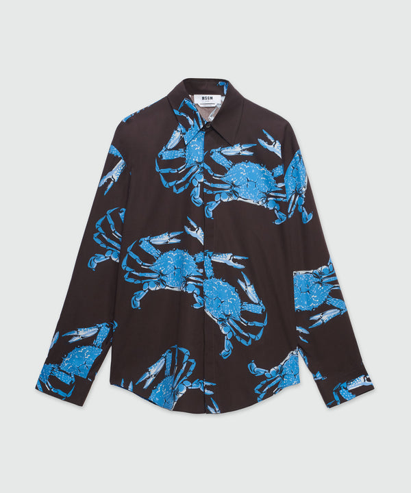 "King crab" print cotton shirt