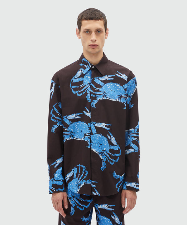 "King crab" print cotton shirt